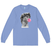 Colony Blue Vaporwave statue head with bubblegum Long Sleeve Tee - artisFamous