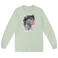 Matcha Vaporwave statue head with bubblegum Long Sleeve Tee - artisFamous