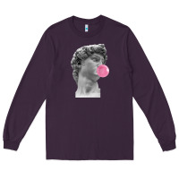 Plum Vaporwave statue head with bubblegum Long Sleeve Tee - artisFamous