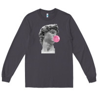 Vaporwave Statue Head With Bubblegum Long Sleeve Tee | Teevron