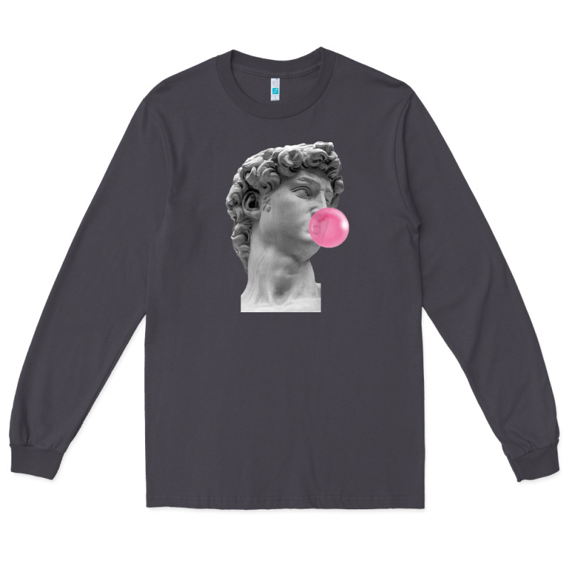 Vaporwave Statue Head With Bubblegum Long Sleeve Tee by artisFamous | Teevron