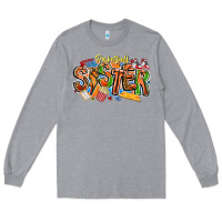Heather Grey basketball sister Long Sleeve Tee - CowhideDigitalArt