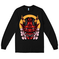 Black demon oni mask Long Sleeve Tee - artisFamous