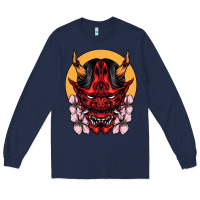 Navy demon oni mask Long Sleeve Tee - artisFamous