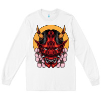 White demon oni mask Long Sleeve Tee - artisFamous