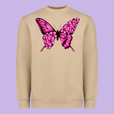 Floral Pink Butterfly Heavyweight Sweatshirt Designed By Jasminsmagicworld