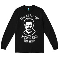Black Ron tv show parks Swanson - Bacon & Eggs Long Sleeve Tee - artisFamous