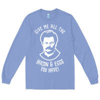 Colony Blue Ron tv show parks Swanson - Bacon & Eggs Long Sleeve Tee - artisFamous