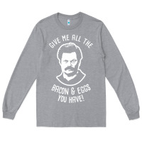 Heather Grey Ron tv show parks Swanson - Bacon & Eggs Long Sleeve Tee - artisFamous