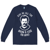 Navy Ron tv show parks Swanson - Bacon & Eggs Long Sleeve Tee - artisFamous