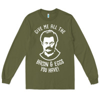 Army Green Ron tv show parks Swanson - Bacon & Eggs Long Sleeve Tee - artisFamous