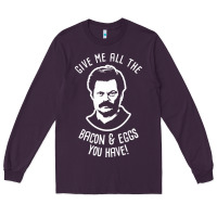 Plum Ron tv show parks Swanson - Bacon & Eggs Long Sleeve Tee - artisFamous