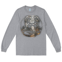 Heather Grey cobra k.a.i rusted steel snake lo go graphic t shirt Long Sleeve Tee - artisFamous