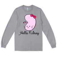 Heather Grey hello kidney Long Sleeve Tee - artisFamous