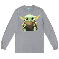 Heather Grey baby yoda Long Sleeve Tee - artisFamous