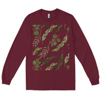 Burgundy Watercolor Eucalyptus Pattern Long Sleeve Tee - artisFamous