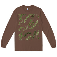 Chestnut Watercolor Eucalyptus Pattern Long Sleeve Tee - artisFamous