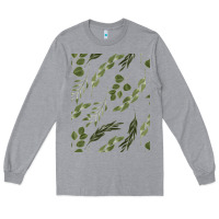 Heather Grey Watercolor Eucalyptus Pattern Long Sleeve Tee - artisFamous