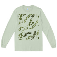 Matcha Watercolor Eucalyptus Pattern Long Sleeve Tee - artisFamous