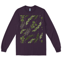 Plum Watercolor Eucalyptus Pattern Long Sleeve Tee - artisFamous