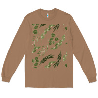 Toasted Coconut Watercolor Eucalyptus Pattern Long Sleeve Tee - artisFamous