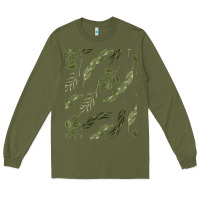 Army Green Watercolor Eucalyptus Pattern Long Sleeve Tee - artisFamous