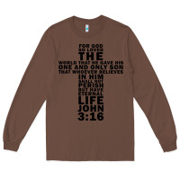 Chestnut John 3:16 Bible Verse Cool Christian Church Shirts Christianity Long Sleeve Tee - artisFamous