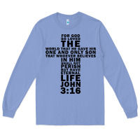 Colony Blue John 3:16 Bible Verse Cool Christian Church Shirts Christianity Long Sleeve Tee - artisFamous