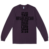 Plum John 3:16 Bible Verse Cool Christian Church Shirts Christianity Long Sleeve Tee - artisFamous