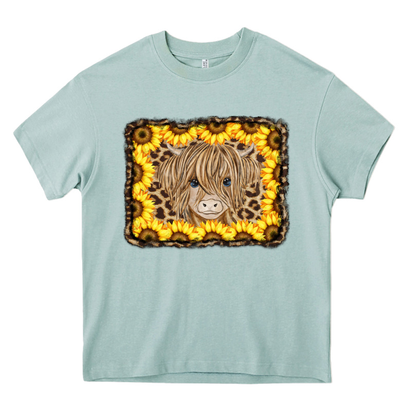 Baby Cow Leopard Sunflowers Heavy Core Tee by CowCowDesign | Teevron