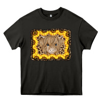 Asphalt Baby Cow Leopard Sunflowers Heavy Core Tee - CowCowDesign