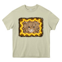 Mossy Baby Cow Leopard Sunflowers Heavy Core Tee - CowCowDesign
