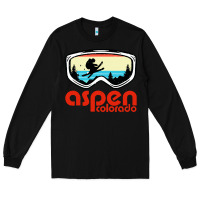 Black aspen colorado ski mountain skiing retro vacation Long Sleeve Tee - artisFamous