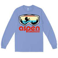 Colony Blue aspen colorado ski mountain skiing retro vacation Long Sleeve Tee - artisFamous