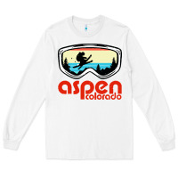 White aspen colorado ski mountain skiing retro vacation Long Sleeve Tee - artisFamous