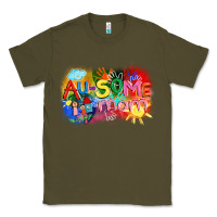Army Green Au-some mom Autism Classic Tee - FaDigitalArtStudio
