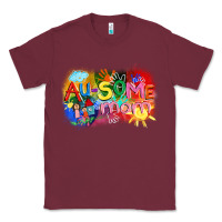 Burgundy Au-some mom Autism Classic Tee - FaDigitalArtStudio