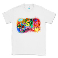 White Au-some mom Autism Classic Tee - FaDigitalArtStudio