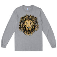 Heather Grey Lion t-shirt  designs Long Sleeve Tee - artisFamous