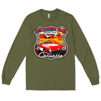 Army Green CLASSIC CARS ROUTE 66 Long Sleeve Tee - artisFamous