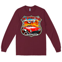 Burgundy CLASSIC CARS ROUTE 66 Long Sleeve Tee - artisFamous