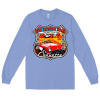 Colony Blue CLASSIC CARS ROUTE 66 Long Sleeve Tee - artisFamous