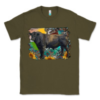 Army Green black angus bull with aztec and farm background Classic Tee - RanaPortraitStore
