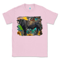 Bubblegum Pink black angus bull with aztec and farm background Classic Tee - RanaPortraitStore