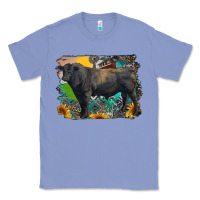 Colony Blue black angus bull with aztec and farm background Classic Tee - RanaPortraitStore