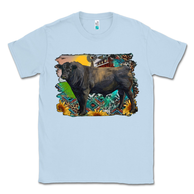 Black Angus Bull With Aztec And Farm Background Classic Tee by RanaPortraitStore | Teevron