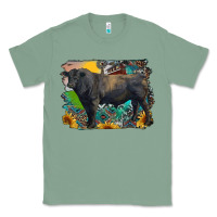 Sage black angus bull with aztec and farm background Classic Tee - RanaPortraitStore