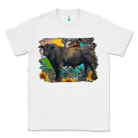 White black angus bull with aztec and farm background Classic Tee - RanaPortraitStore