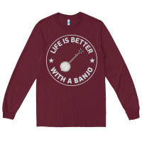 Burgundy Banjo Bluegrass Music Traditional Musician Funny Gift Long Sleeve Tee - artisFamous