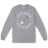 Heather Grey Banjo Bluegrass Music Traditional Musician Funny Gift Long Sleeve Tee - artisFamous